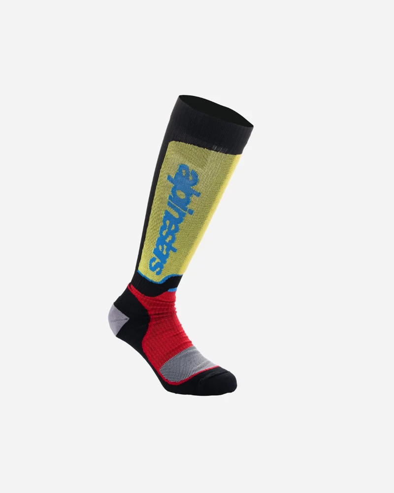 Chaussettes longues Alpinestars Mx Plus - Noir/Rouge/Bleu clair