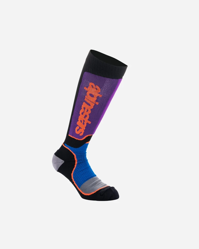 Chaussettes longues enfant Alpinestars Mx Plus - Noir/Bleu royal/Violet