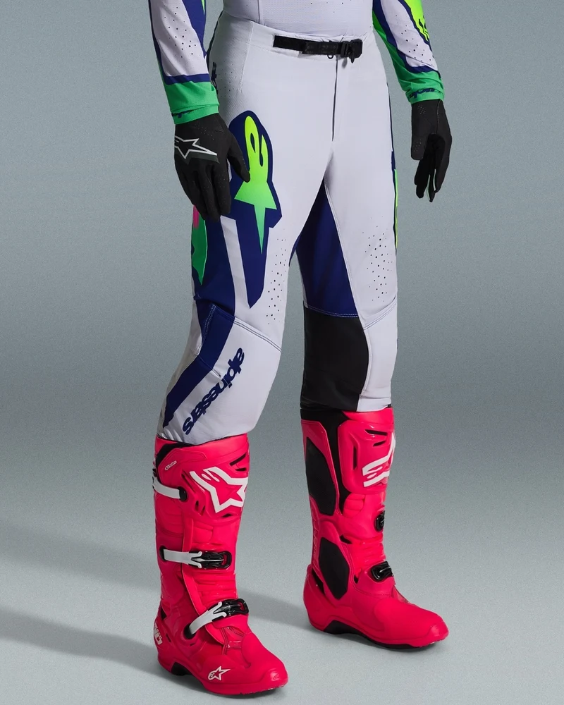 Pantalon Alpinestars Supertech Vista - Gris clair/Jaune fluo/Bleu