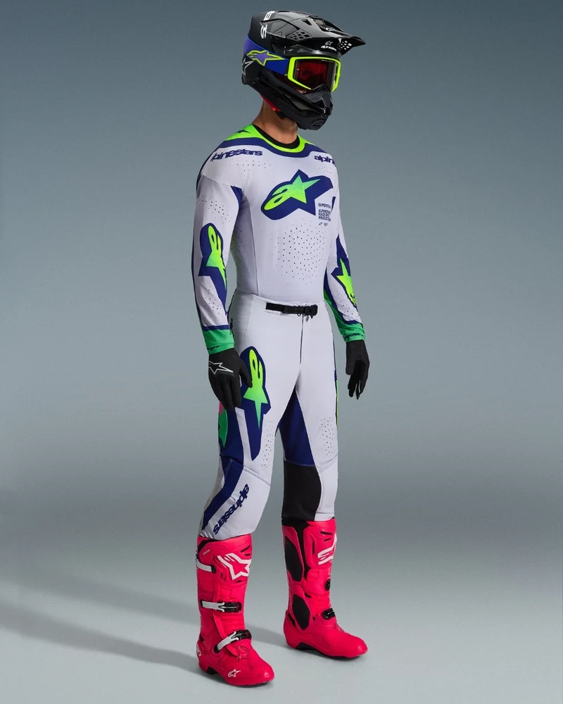 Pantalon Alpinestars Supertech Vista - Gris clair/Jaune fluo/Bleu