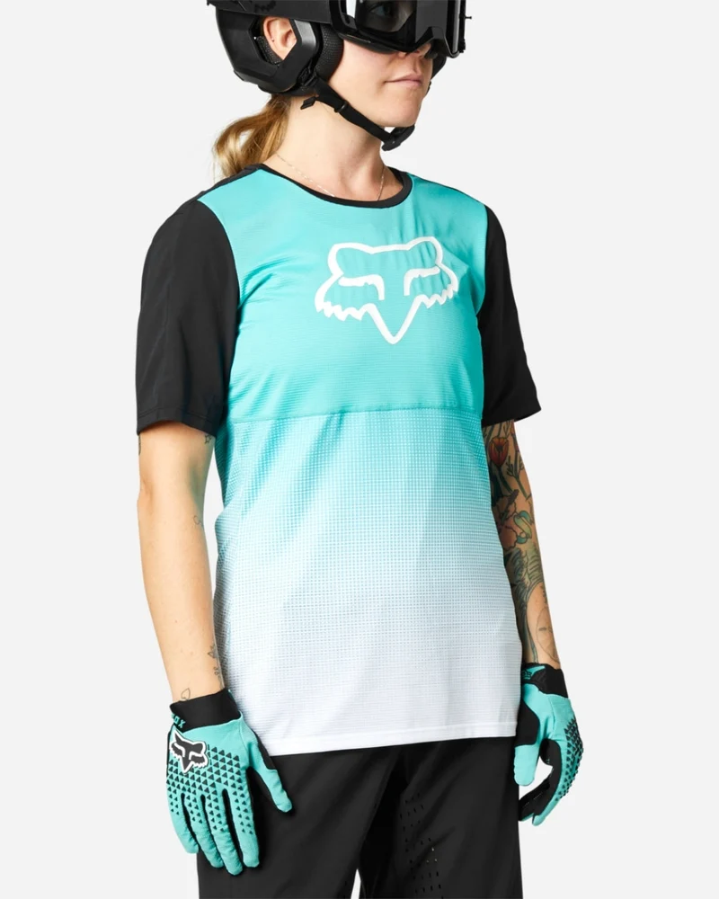 Maillot manches courtes femme Fox Racing Flexair - Turquoise