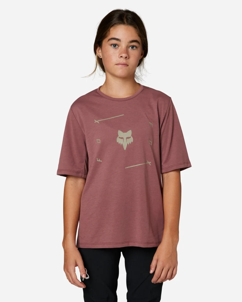 Maillot manches courtes enfant Fox Racing Ranger Veni Drirelease - Cordovan