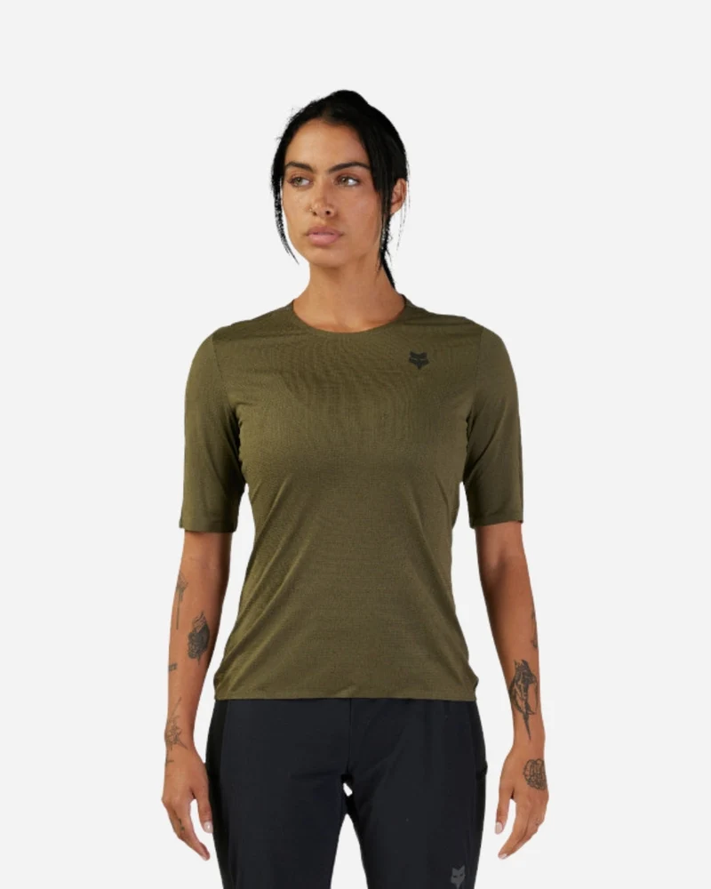 Maillot manches courtes femme Fox Racing Flexair Ascent - Vert