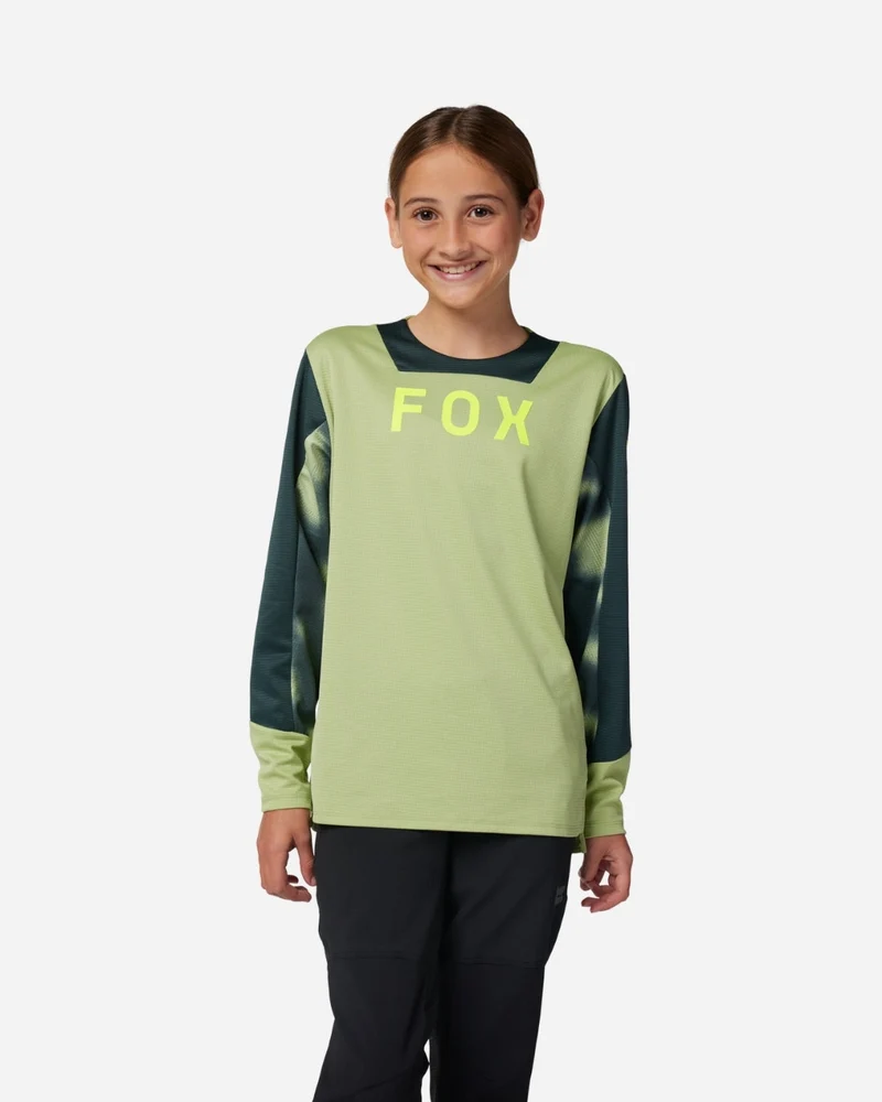 Maillot manches longues enfant Fox Racing Defend Taunt - Vert Pin