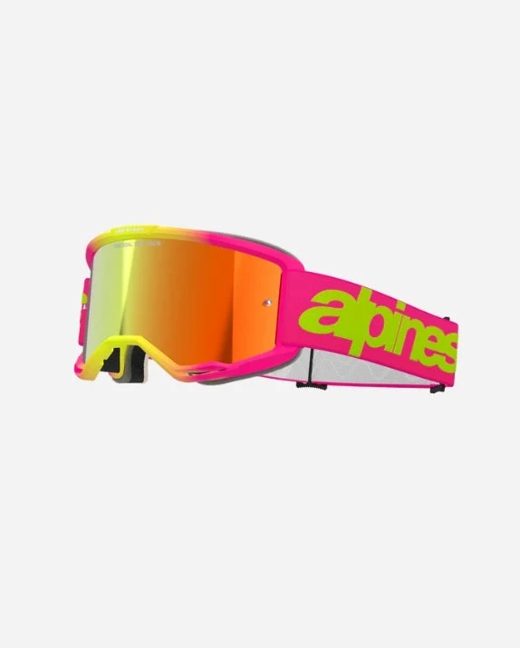 Masques Alpinestars Vision 5 Wordmark - Rose Fluo/Jaune Miroir Rouge