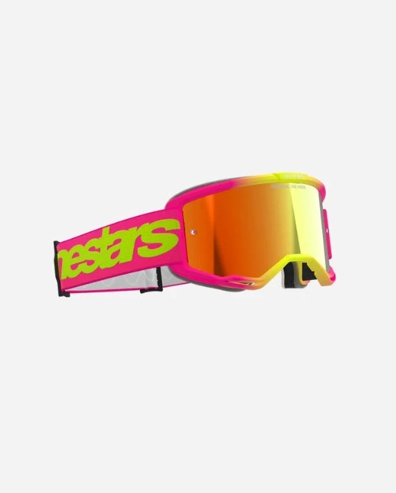 Masques Alpinestars Vision 5 Wordmark - Rose Fluo/Jaune Miroir Rouge