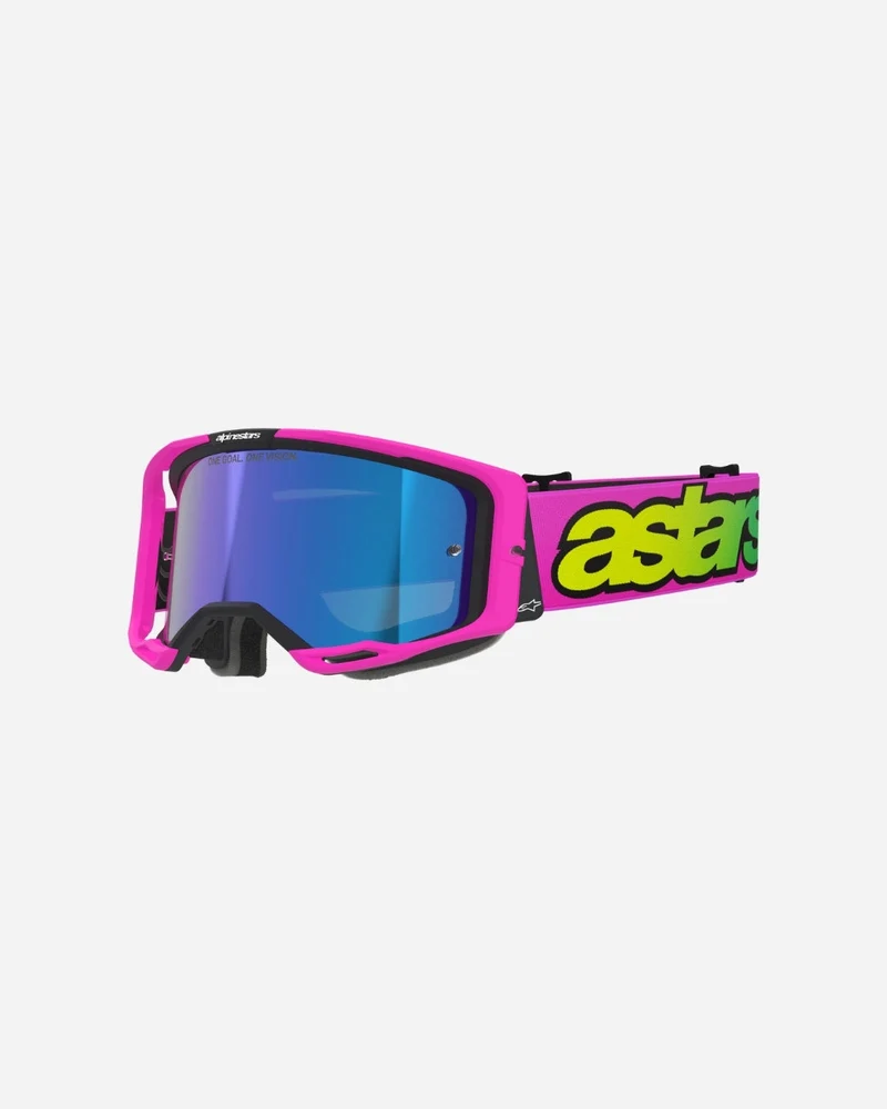 Masques Alpinestars Vision 8 Vista - Rose/Jaune Fluo Miroir Bleu