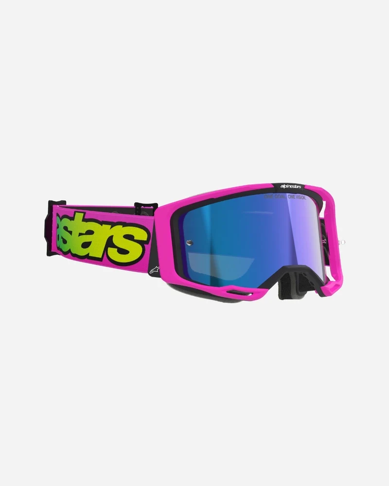 Masques Alpinestars Vision 8 Vista - Rose/Jaune Fluo Miroir Bleu
