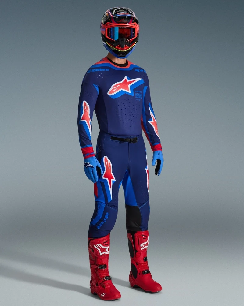Pantalon Alpinestars Supertech Vista - Marine foncé/Corail vif/Cobalt