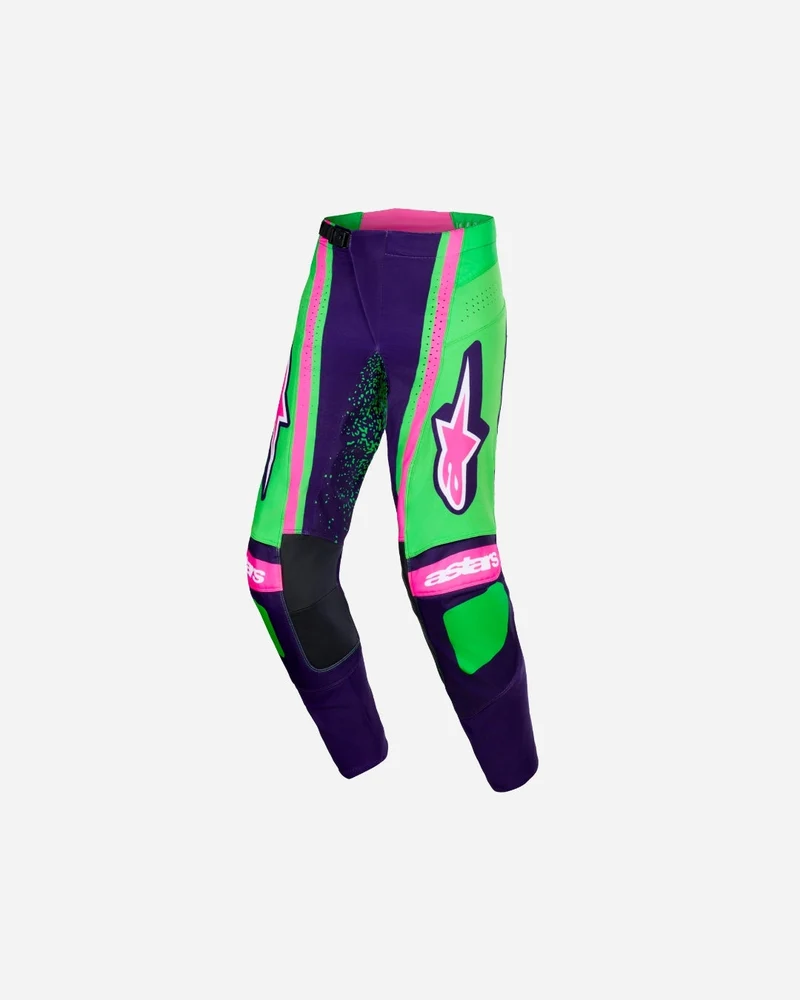 Pantalon Alpinestars Techstar Nomur - Violet foncé/Vert/Rose Fluo